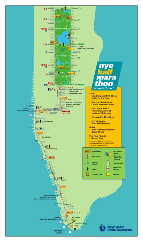Map NYC half marathon
